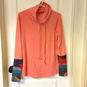 Cowl neck aztec print shirt